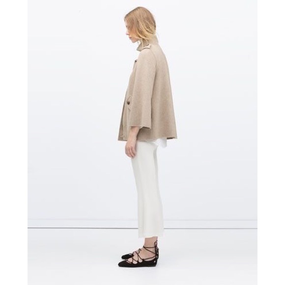 Zara Wool Blend Cape Sleeve Coat - Picture 3 of 9